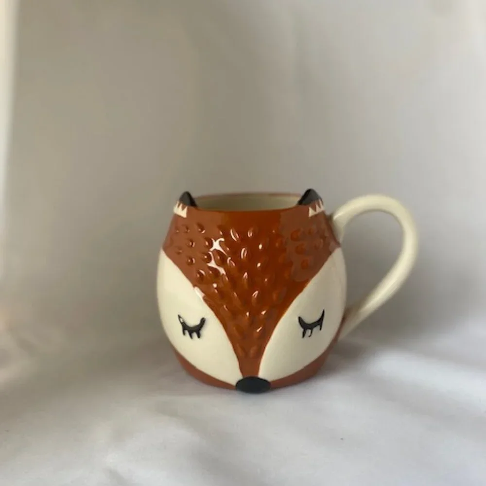 NEW Sur La Table Little Fox Hand Warmer Large 3D Earthenware Mug 14-16oz Cup